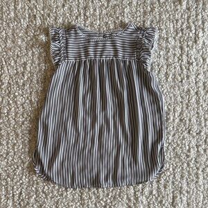 Loft Striped Black & White Flutter Sleeve Blouse